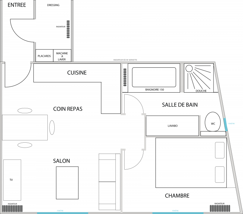 Plan - Appartement Cocon l'Europe n°2927 - © Séjour Uriage Location Plan - Appartement Cocon l'Europe n°2927