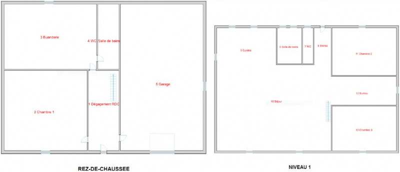 Schéma implantation des pièces dans la maison