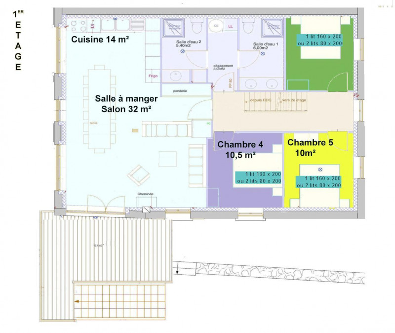 Premier étéga plan avec couchages - © Gîtes de France Premier étéga plan avec couchages