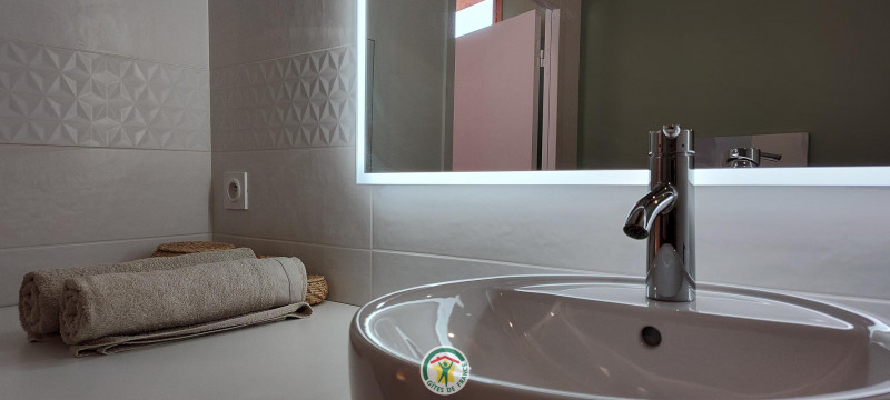 Salle de bain avec douche, WC et lave linge - © Gîtes de France Salle de bain avec douche, WC et lave linge